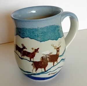 Vintage Otagiri Blue and White Ceramic Mug with Deer Design - W. Morgan